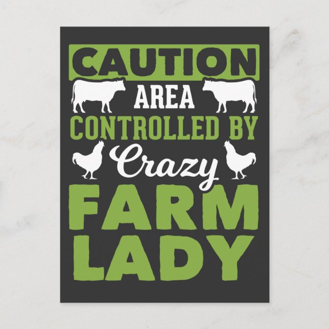Funny Farming Wife Crazy Farm Lady Postcard (Front)