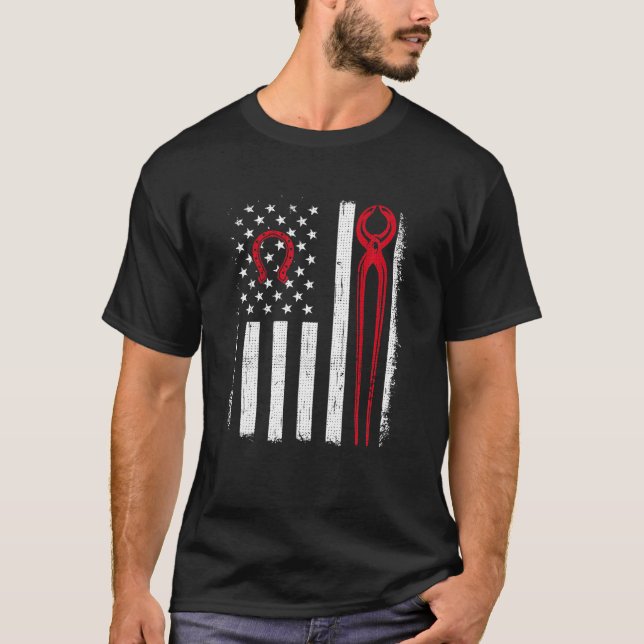 Funny Farrier Gift For Men Cool Farrier Tools Amer T-Shirt (Front)