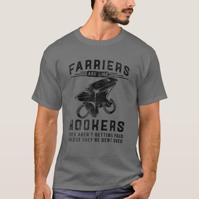Funny Farrier Hoof Trimming Equine Horse Shoeing H T-Shirt (Front)