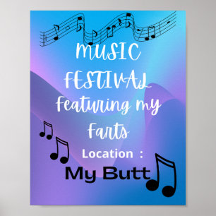 Funny fart humour music festival poster