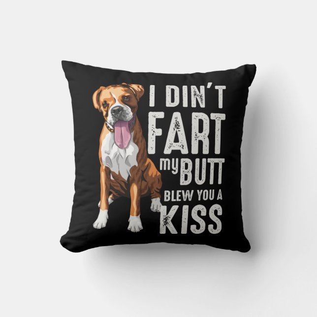 Funny Farting Boxer Dog Lover Joke Cushion (Front)