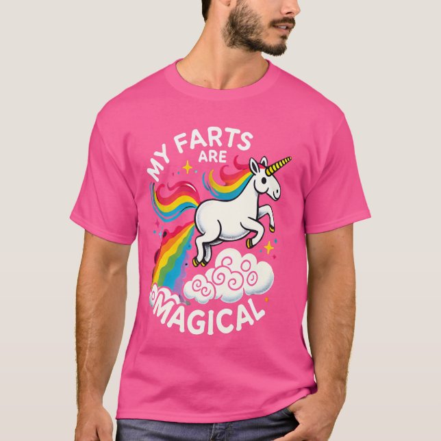 Funny Farting Unicorn Rainbow My Farts Are Magical T-Shirt (Front)