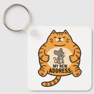 Funny Fat Cat and Mouse Keychain - Cute Key Ring