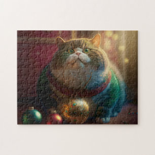 FUNNY FAT CAT CHRISTMAS JIGSAW PUZZLE