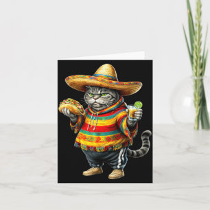 Funny Fat Cat Cinco De Mayo Fat Kitten Cat with Card