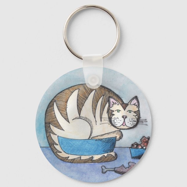 Funny Fat Cat Custom Key Chain (Front)