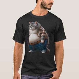 Funny Fat Cat Graphic Fat Kitten Design Chubby Cat T-Shirt