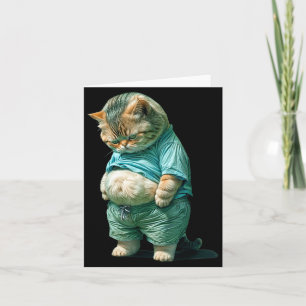 Funny Fat Cat Ia Art Design Print  Card