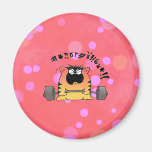 Funny Fat Cat Lift Weight Magnet