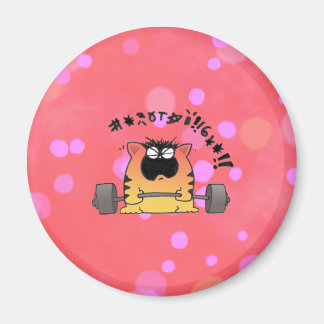 Funny Fat Cat Lift Weight Magnet