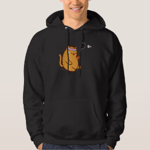 Funny Fat Cat Playing Badminton Hoodie
