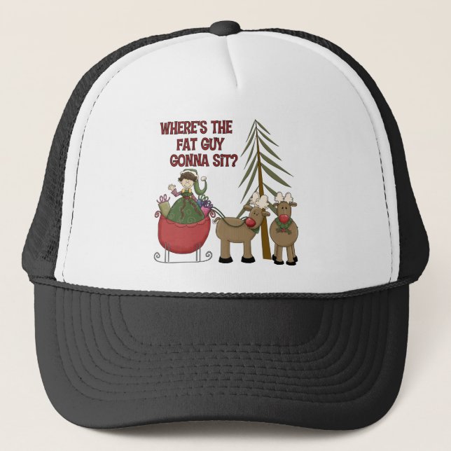 Funny Fat Guy Christmas Baseball Cap/Hat Trucker Hat (Front)