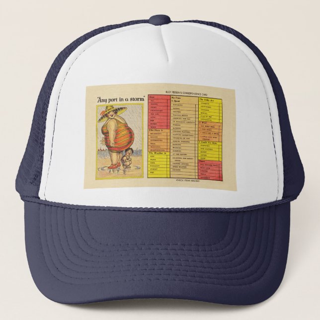 Funny Fat Lady on Beach Trucker Hat (Front)