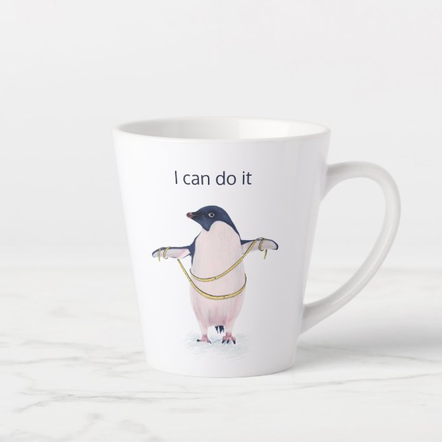Funny Fat Penguin Weight Loss Diet Motivational Latte Mug (Right)