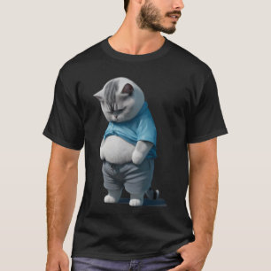 Funny Fat Sad Cat Art Design Fat Kitten Cat Lover T-Shirt