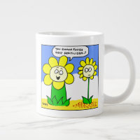 Funny Fat Yellow Flower on Diet Cartoon Gardener