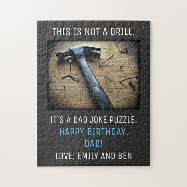 Funny Father Birthday "Not a Drill" Dad Joke Jigsaw Puzzle (Vertical)