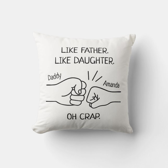 Funny Father Daughter Fist Bump Drawing Cushion (Front)