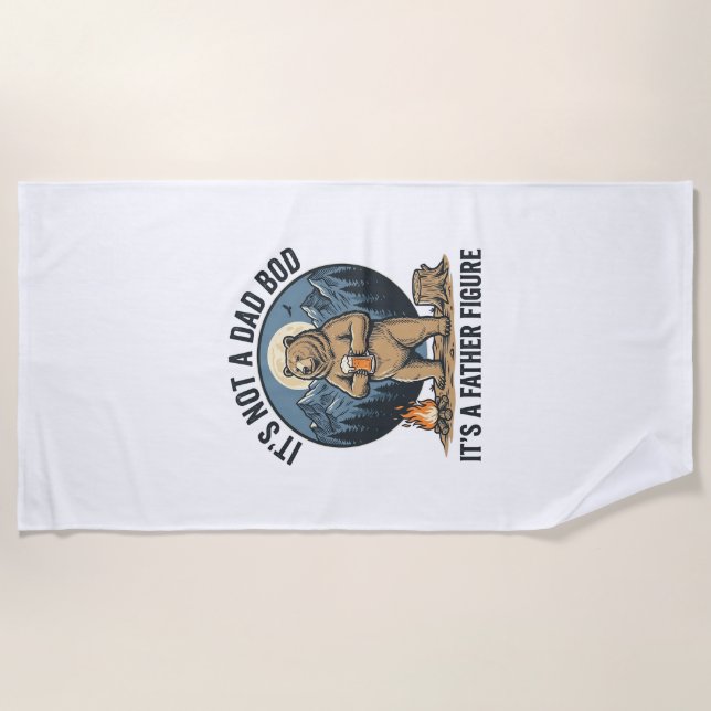 Funny Father Figure Bear Camping Vector Design_1 Beach Towel (Front)