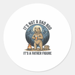 Funny Father Figure Bear Camping Vector Design_1 Classic Round Sticker