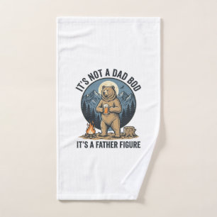 Funny Father Figure Bear Camping Vector Design_1 Hand Towel