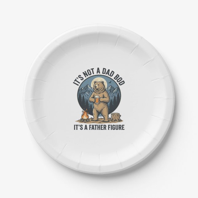 Funny Father Figure Bear Camping Vector Design_1 Paper Plate (Front)