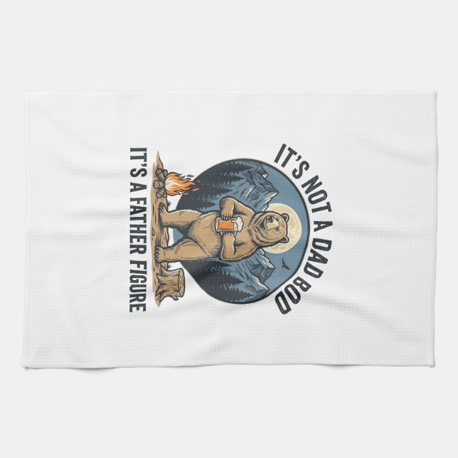 Funny Father Figure Bear Camping Vector Design_1 Tea Towel (Horizontal)