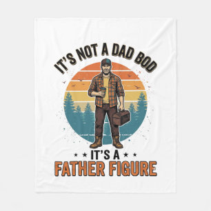 Funny Father Figure Vintage Dad Humor Shirt Design Fleece Blanket