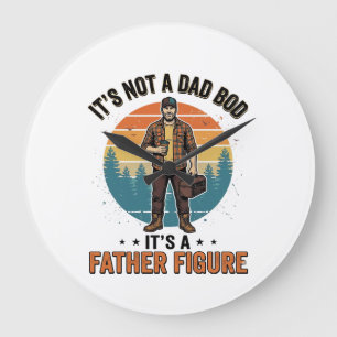 Funny Father Figure Vintage Dad Humor Shirt Design Large Clock