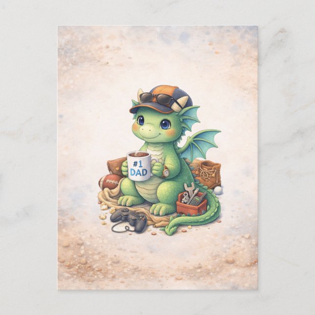 Funny Father's Day Dragon Dad Gift Postcard (Front)