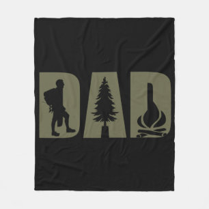 Funny Fathers Day Gift Hiking Camping Dad Fleece Blanket