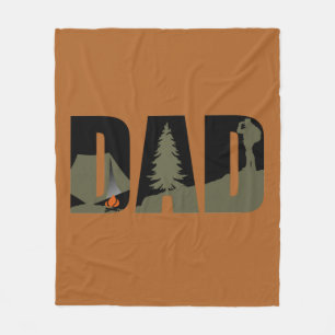 Funny Fathers Day Gift Hiking Camping Dad Fleece Blanket