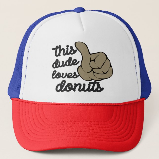 Funny Father's Day Gift, This Dad Loves Doughnuts Trucker Hat (Front)