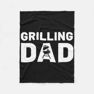 Funny Fathers Day Grilling Dad Bbq Lover Proud Dad Fleece Blanket