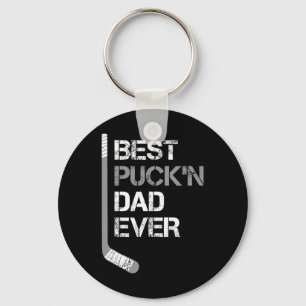 Funny Father's Day - Hockey Dad - Best Puck'n Dad  Key Ring