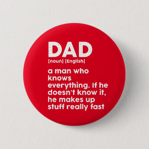 Funny Father's Day Humour Dad Dictionary Definitio 6 Cm Round Badge