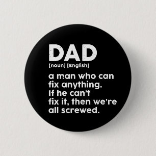 Funny Father's Day Jokes Dad Dictionary Definition 6 Cm Round Badge