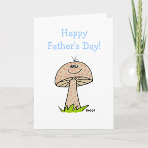 Funny Fathers Day Lovable Cartoon Fun Guy Mushroom Card