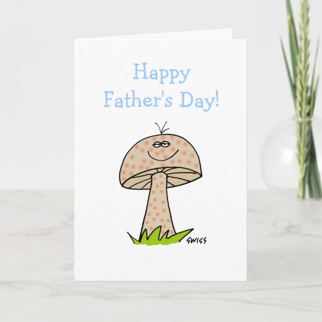 Funny Fathers Day Lovable Cartoon Fun Guy Mushroom Card (Front)