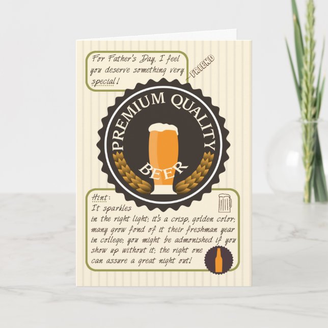 Funny Father's Day Retro Beer Label for Friend Card (Front)