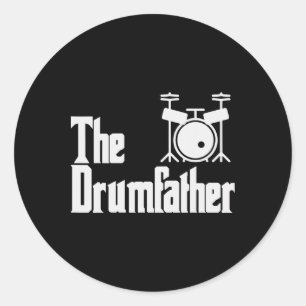 Funny Fathers Day The Drum-father Drummer Musician Classic Round Sticker