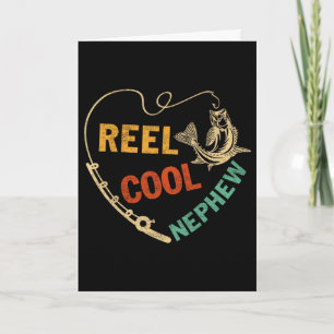 Funny Fathers Day Vintage Fishing Reel Cool Nephew Card