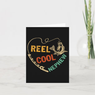 Funny Fathers Day Vintage Fishing Reel Cool Nephew Card