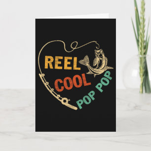 Funny Fathers Day Vintage Fishing Reel Cool Pop Po Card