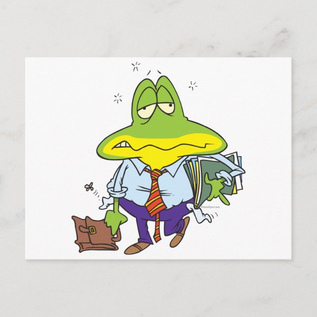 funny fatigued tired working man frog postcard (Front)