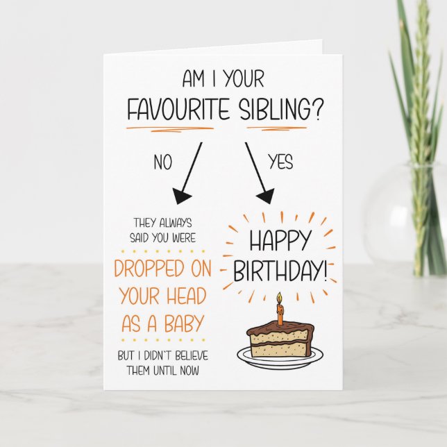 Funny Favorite Sibling Birthday Card (Front)
