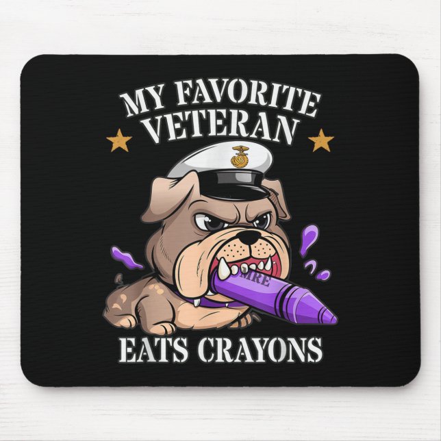 Funny favourite veteran eats crayons jarhead famil mouse pad (Front)