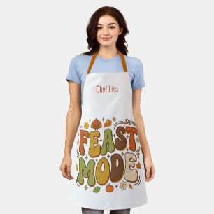 Funny Feast Mode Retro Thanksgiving Apron