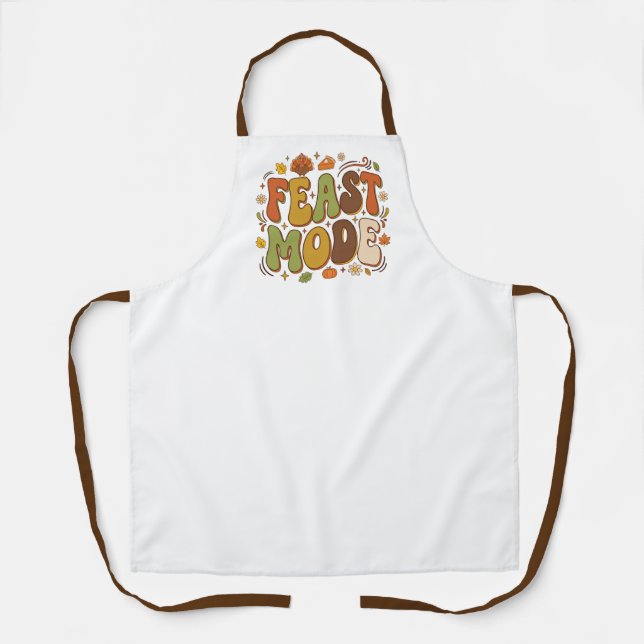 Funny Feast Mode Retro Thanksgiving Apron (Front)