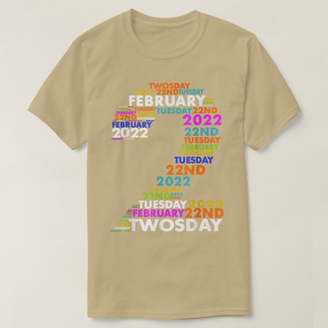 Funny February 2nd 2022  22222 Happy Twosday 2022  T-Shirt (Design Front)